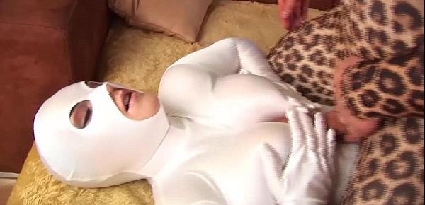  chubby busty hairy milf rough anal fucked in skintight spandex catsuit